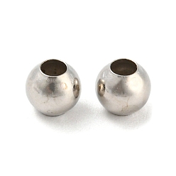 Platine Laiton perles d'entretoise, perles rondes sans soudure, couleur platine, environ 4 mm de diamètre, Trou: 1.8mm
