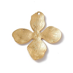 Real 18K Gold Plated Ion Plating(IP) 304 Stainless Steel Pendants, Flower Charms, Real 18K Gold Plated, 45x42x3mm, Hole: 1.8mm