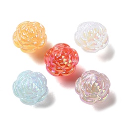 Mixed Color UV Plating Acrylic Beads, Iridescent, Flower, Mixed Color, 19.5x19.5x18mm, Hole: 2mm
