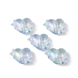 Light Cyan Transparent Acrylic Beads, AB Color Plated, Heart with Star, Light Cyan, 14.5x19.5x10mm, Hole: 2mm