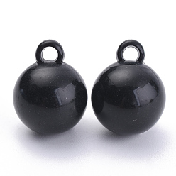 Noir Pendentifs acryliques opaques, ronde, noir, 13x10mm, trou: 2.5 mm, environ 863 pcs / 500 g