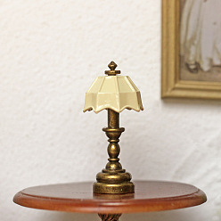 Verge D'or Pâle Modèle de mini lampe de table en alliage, accessoires de maison de poupée micro paysage, faire semblant de décorations d'accessoires, verge d'or pale, 18x43mm