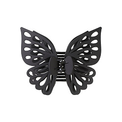 Black Large Frosted Butterfly Hair Claw Clip, Plastic Hollow Butterfly Ponytail Hair Clip for Women, Black, 120x130mm