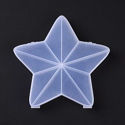 Белый Дым 10 решетки из прозрачного пластика, Контейнеры для бисера в форме звезды для мелких украшений и бусин, серый, 17.3x17.9x2.5 см, Внутренний диаметр: 2.95x8.6x2.25 cm