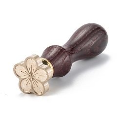 Fleur Scrapbook bricolage, tampon de cire en laiton et poignées en bois, motif sakura, 8.7 cm, timbres: 24x23.5x14 mm, poignée: 77x22mm