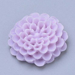 Lilac Resin Cabochons, Dahlia Flower, Lilac, 19~20x6~7mm