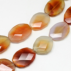 Carnelian Natural Carnelian Bead Strands, Faceted, Dyed, Oval, 28~32x22~25x7~10mm, Hole: 2mm, about 13pcs/strand, 15.7 inch