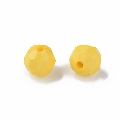 Gold Opaque Acrylic Beads, Faceted, Dyed, Round, Gold, 10mm, Hole: 2mm, about 1050pcs/500g