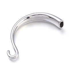 Stainless Steel Color 304 Stainless Steel Hook Clasps, for Leather Cord Bracelets Making, Stainless Steel Color, 66.5x34x11mm, Hole: 4x8mm