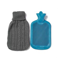 Gray Random Color Rubber Hot Water Bag, Hot Water Bottle, with Gray Color Detachable Knitting Cover, Water Injection Style, Giving Your Hand Warmth, 360x195x45mm, Capacity: 2000ml(67.64fl. oz)