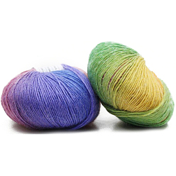 Coloré Fil teint à un brin arc-en-ciel Fil de pure laine de couleur dégradée, doux et chaud, pour chapeau écharpe châle tissé à la main, colorées, environ 196.85 yards (180m)/rouleau