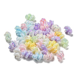 Mixed Color UV Plating Opaque Luminous Acrylic Beads, Iridescent, Spiral, Mixed Color, 22x15x14mm, Hole: 1.6mm