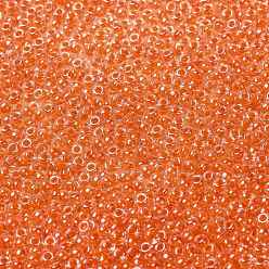 (RR236) Orange Lined Crystal Миюки круглые бусины рокайль, японский бисер, (rr 236) кристалл с оранжевой окантовкой, 8/0, 3 мм, отверстие : 1 мм, Около 2111~2277 шт / 50 г