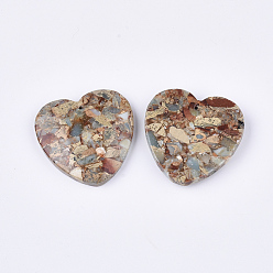 Аква Терра Яшма Синтетические подвески Aqua Terra Jasper, сердце, 38.5~39.5x40~40.5x7~7.5 мм, отверстие : 1.4 мм