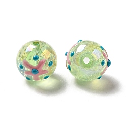 Light Green AB Color Transparent Crackle Acrylic Round Beads, Halloween Starfish Bead, with Enamel, Light Green, 19.5x20mm, Hole: 3mm