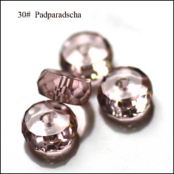 Light Salmon Imitation Austrian Crystal Beads, Grade AAA, Faceted, Flat Round, Light Salmon, 10x5.5mm, Hole: 0.9~1mm