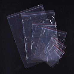 Rouge Sacs en plastique à fermeture éclair, sacs d'emballage refermables, joint haut, sac auto-scellant, rectangle, rouge, 10x7 cm, épaisseur unilatérale : 1.3 mil(0.035mm)