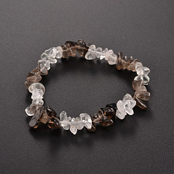 Quartz Fumé Bracelets extensibles avec perles de pierres précieuses, quartz fumé, 50mm