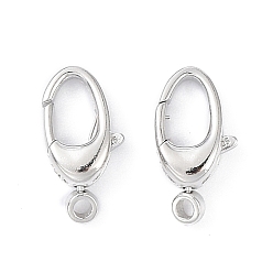 Platinum Rhodium Plated 925 Sterling Silver Swivel Clasps, Oval, Platinum, 15.5x8x4mm, Hole: 1.8mm