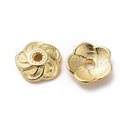 Golden Alloy Bead Caps, Lead Free and Cadmium Free, Flower, Golden, about 9mm long, 9mm wide, 2.5mm thick, hole: 2mm