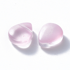 Pink Baking Painted Glass Beads, Top Drilled Beads, Imitation Jade, Teardrop, Pink, 12.5x10.5x5.5mm, Hole: 0.9mm