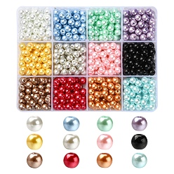 Mixed Color 780Pcs 12 Colors Baking Painted Glass Pearl Beads, Pearlized, Round, Mixed Color, 6~7mm, Hole: 1mm, 65pcs/color