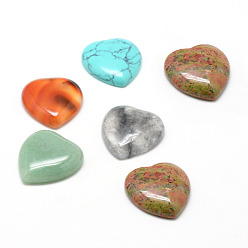 Смешанные камни Натуральные и синтетические смешанные каменные кабошоны, сердце, 10x10x5 мм