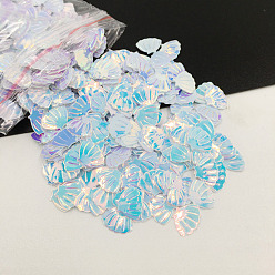 Light Blue Shell PVC Nail Art Glitter Sequins, Manicure Decorations, UV Resin Filler, for Epoxy Resin Slime Jewelry Making, Light Blue, 7mm