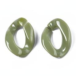 Olive Opaque Acrylic Linking Rings, Quick Link Connectors, For Curb Chains Making, Twist, Olive, 22x16.5x5.5mm, Inner Measure: 12x6mm