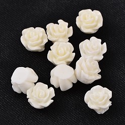 White Resin Beads, Flower, White, 6x4mm, Hole: 1mm