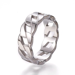 Stainless Steel Color 202 Stainless Steel Finger Rings, Stainless Steel Color, Size 6~9, 16~19mm