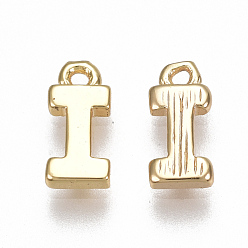 Letter I Brass Charms, Letter, Nickel Free, Real 18K Gold Plated, Letter.I, 8x4x1.5mm, Hole: 0.8mm