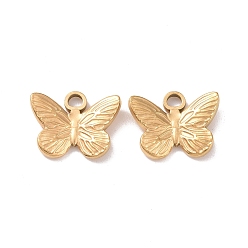 Golden Ion Plating(IP) 304 Stainless Steel Charms, Butterfly, Golden, 12x15x3mm, Hole: 2mm