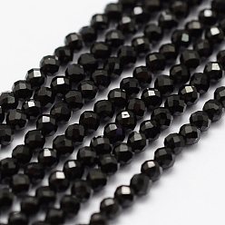 Negro Abalorios de vidrio, facetados, rondo, negro, 2 mm, agujero: 0.5 mm, sobre 175 unidades / cadena, 14.96 pulgada (38 cm)