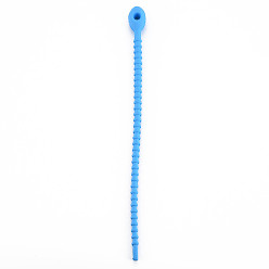 Bleu Dodger Serre-câbles en silicone, attaches autobloquantes, attaches zippées réutilisables, Dodger bleu, 214x13.5x12mm, Trou: 3mm