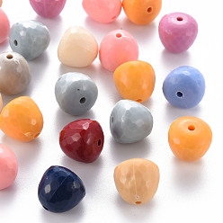 Couleur Mélangete Perles acryliques opaques, facette, larme, couleur mixte, 15x14.5mm, Trou: 2mm, environ243 pcs / 500 g