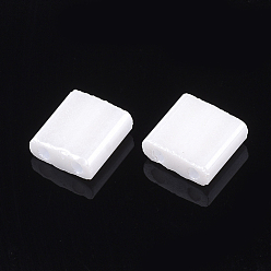 White 2-Hole Opaque Glass Seed Beads, Lustered, Rectangle, White, 5x4.5~5.5x2~2.5mm, Hole: 0.5~0.8mm
