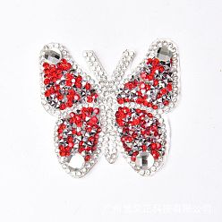 Siam Clair  Appliques de strass hotfix en forme de papillon, accessoires de costumes, light siam, 60x60mm