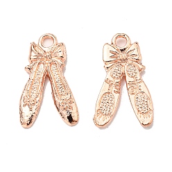 Rose Gold Tibetan Style Alloy Pendants, Cadmium Free & Nickel Free & Lead Free, Dance Shoes with Bowknot, Rose Gold, 21x12.5x2mm, Hole: 2mm, about 810pcs/1000g