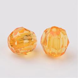 Orange Perles acryliques transparentes, facette, ronde, orange, 8mm, trou: 1.5 mm, environ 1800 pcs / 500 g