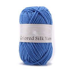 Azul Royal Hilo de poliéster y algodón con leche de 4 capas para alfombras con mechones, hilo amigurumi, hilo de ganchillo, para suéter sombrero calcetines mantas de bebé, azul real, 2 mm, aproximadamente 92.96 yardas (85 m) / madeja