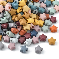 Mixed Color Spray Painted Opaque Acrylic Beads, Star, Mixed Color, 8.5x9.5x5mm, Hole: 2mm, 50g/bag