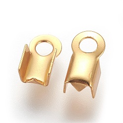 Золотой 304 нержавеющая сталь складной обжима концов, загибаем концы шнура, золотые, 8x4 мм, отверстие : 2 мм, внутренний диаметр: 3 мм
