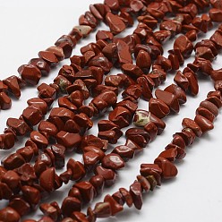 Red Natural Red Jasper Beads Strands, Chip, Red, 3~5x7~13x2~4mm, Hole: 0.4mm, 34.9 inch