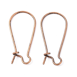 Red Copper Jewelry Findings, Iron Hoop Earrings Findings Kidney Ear Wires, Nickel Free, Red Copper, 25x12mm