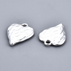 Silver Rack Plating Hammered Alloy Pendants, Cadmium Free & Lead Free, Heart, Silver, 20x16x2mm, Hole: 2mm
