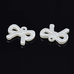 Creamy White Acrylic Imitation Pearl Pendants, Bowknot, Creamy White, 14x19x2.5mm, Hole: 2mm, about 1300pcs/500g