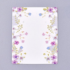 Coloré Cartes d'affichage de bijoux en papier motif floral, pour accrocher des colliers / boucles d'oreilles, colorées, 63.5x51x0.3mm, Trou: 1.4mm