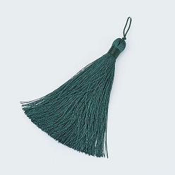 Bleu Vert Tassel en nylon gros pendentifs, sarcelle, 105x11mm