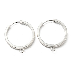 Silver 201 Stainless Steel Huggie Hoop Earrings Findings, with Vertical Loop, with 316 Surgical Stainless Steel Earring Pins, Ring, Silver, 24x3mm, Hole: 2.7mm, Pin: 1mm